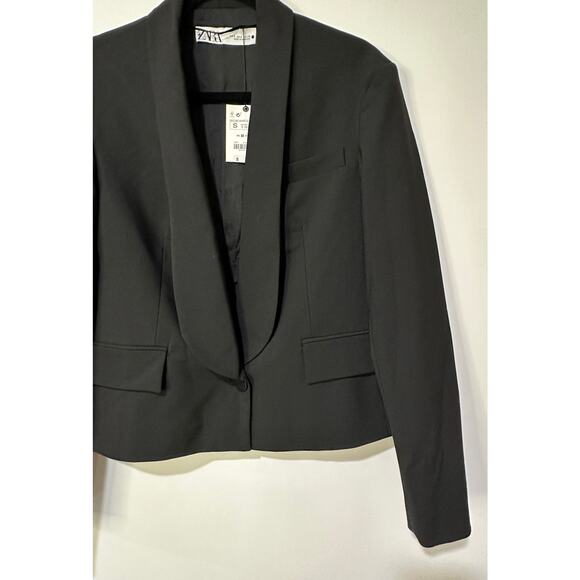 Zara Women's Black Blazer Size Small NWT Wool Polyester Blend Dressy - Picture 5 of 13